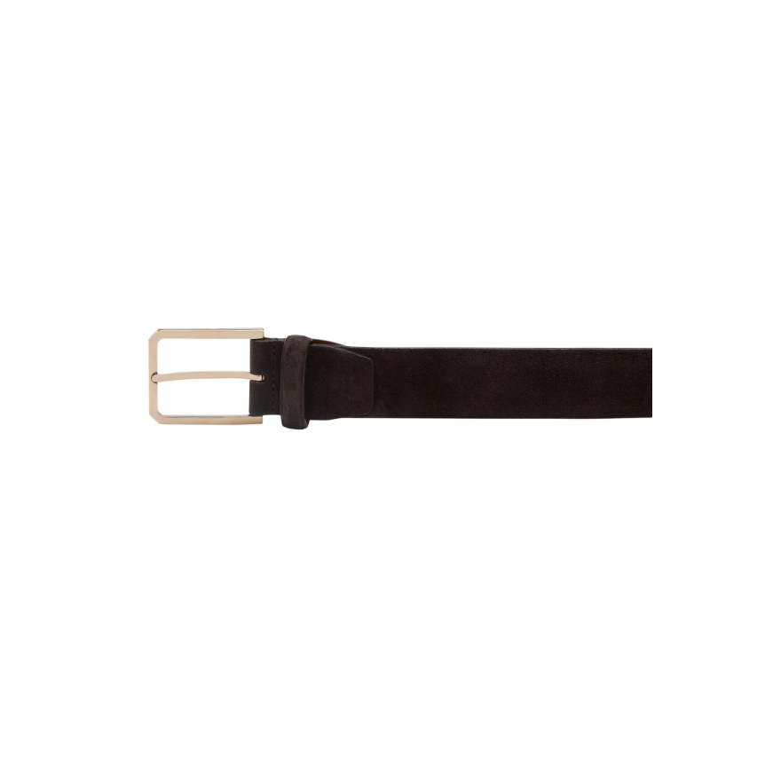 Ceinture réglable SANTONI en daim marron
