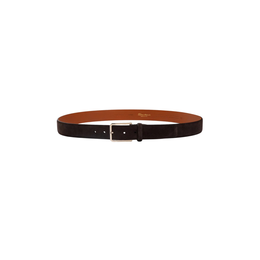 Ceinture réglable SANTONI en daim marron
