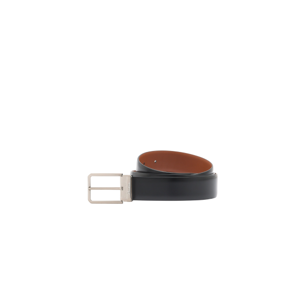 Ceinture réglable SANTONI en cuir patiné noir