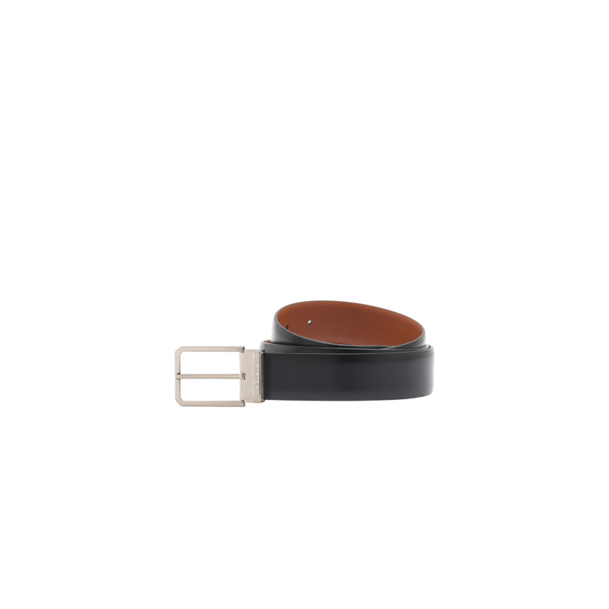 Ceinture réglable SANTONI en cuir patiné noir