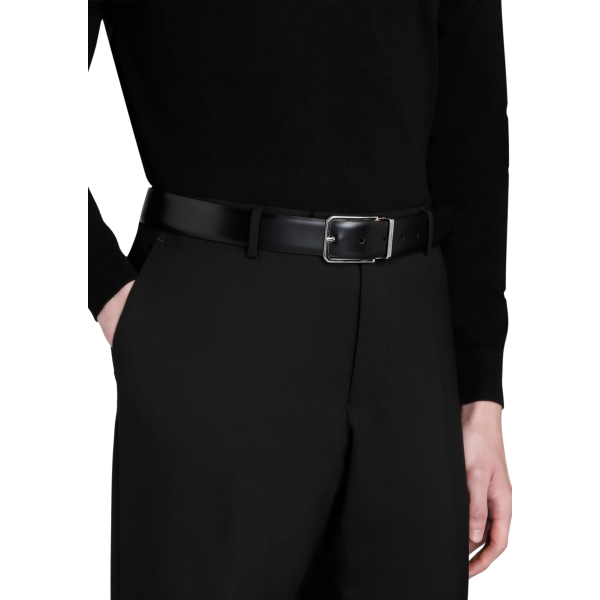 Ceinture réglable SANTONI en cuir patiné noir