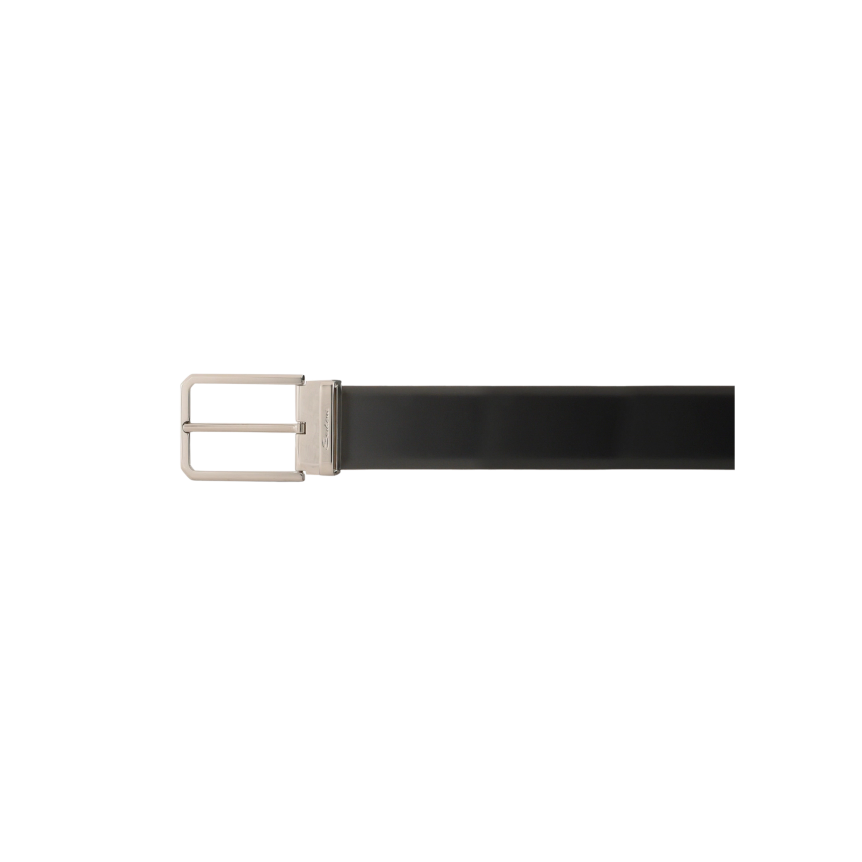 Ceinture réglable SANTONI en cuir patiné noir