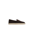 Espadrille mocassin daim brun foncé semelle corde