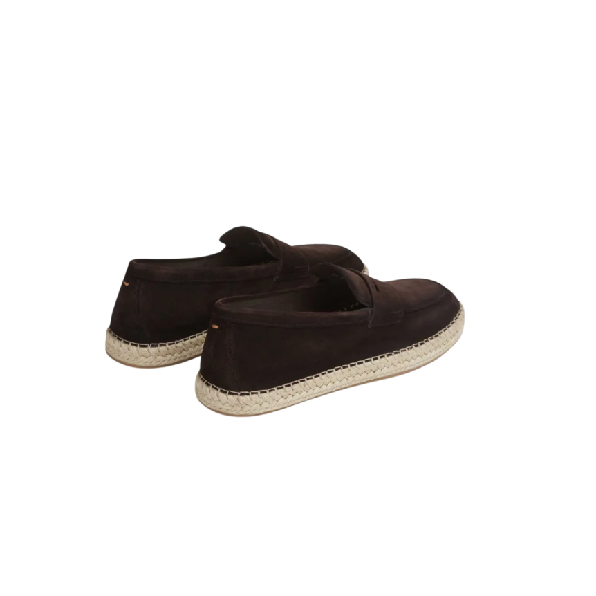 Espadrille mocassin SANTONI daim brun foncé semelle corde