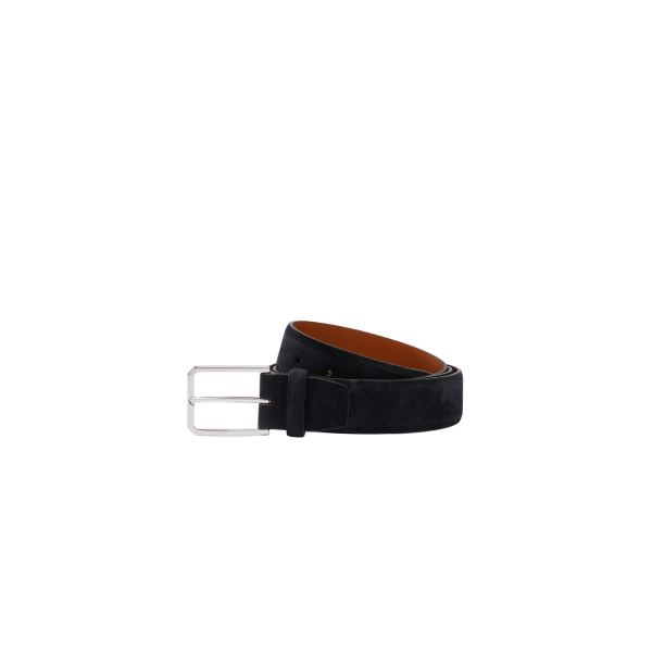 Ceinture réglable SANTONI daim suède bleu marine