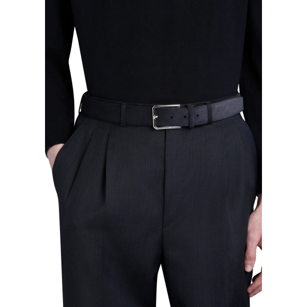 Ceinture réglable SANTONI daim suède bleu marine