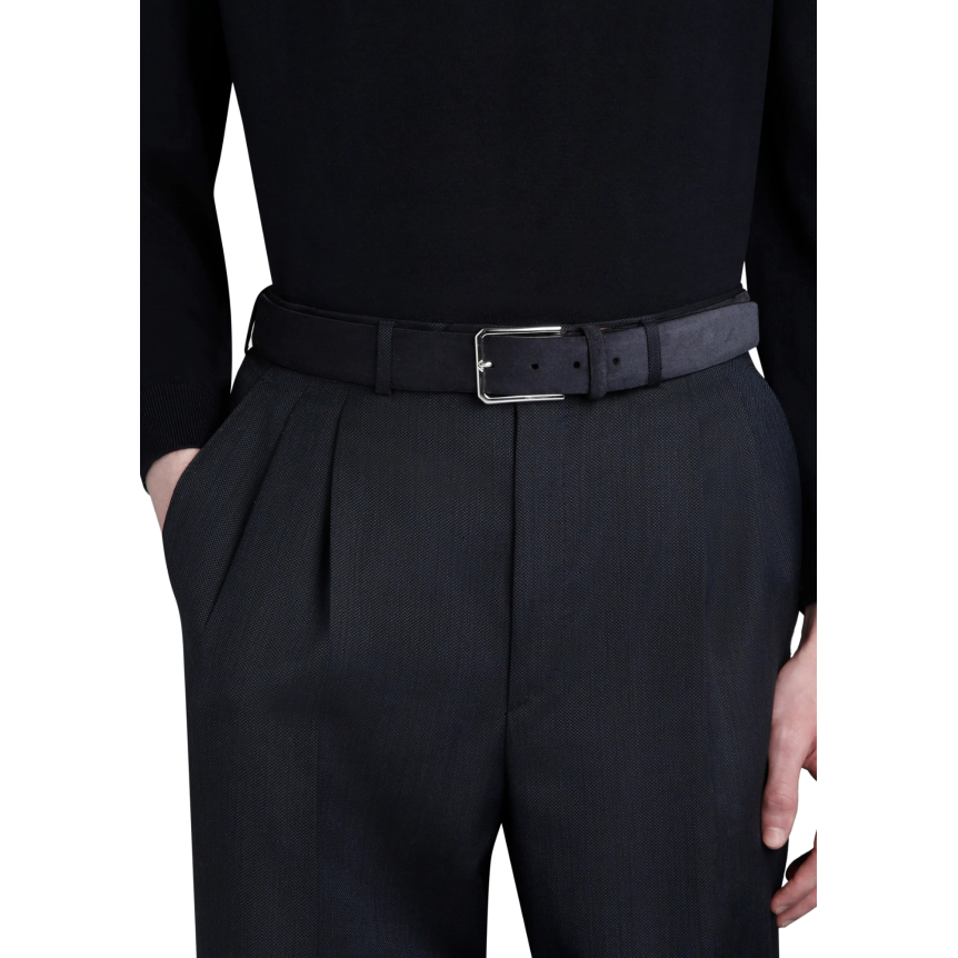 Ceinture réglable SANTONI daim suède bleu marine