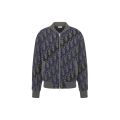 Blouson bomber Dior Oblique Maille de laine grise bleu