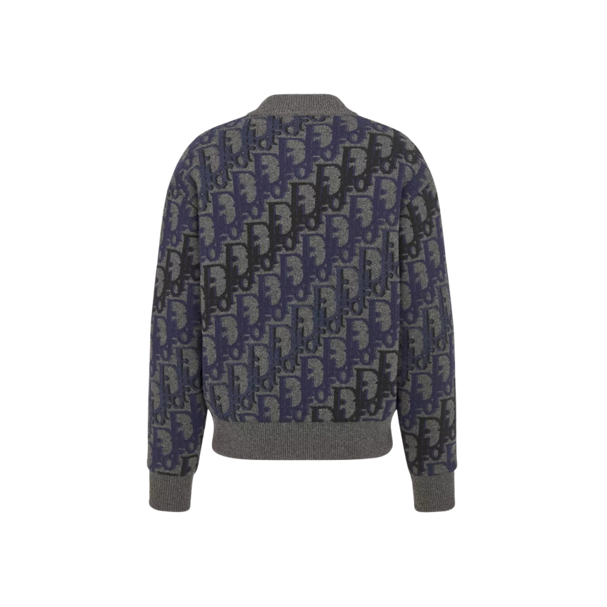 Blouson bomber Dior Oblique Maille de laine grise bleu