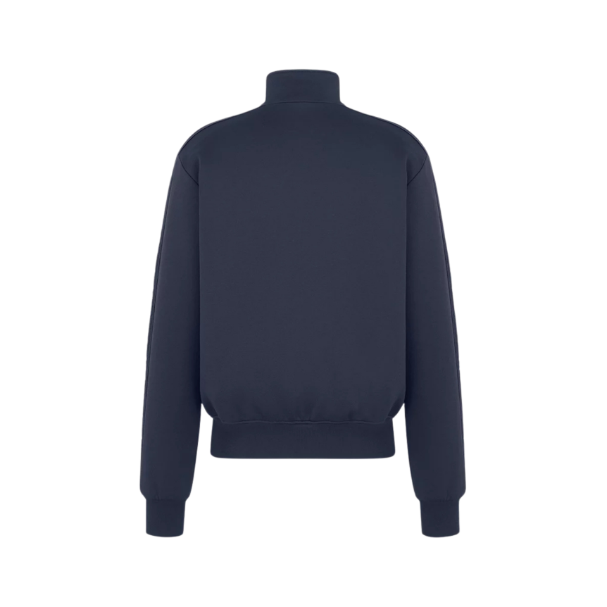Veste de survêtement zippée Dior Oblique en mélange de coton jersey bleu marine