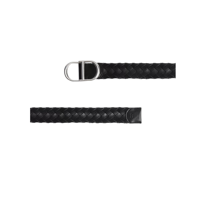 Ceinture DIOR CD Cuir de taurillon tressé noir boucle argent