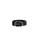 Ceinture CD Cuir de taurillon noir boucle ovale argent