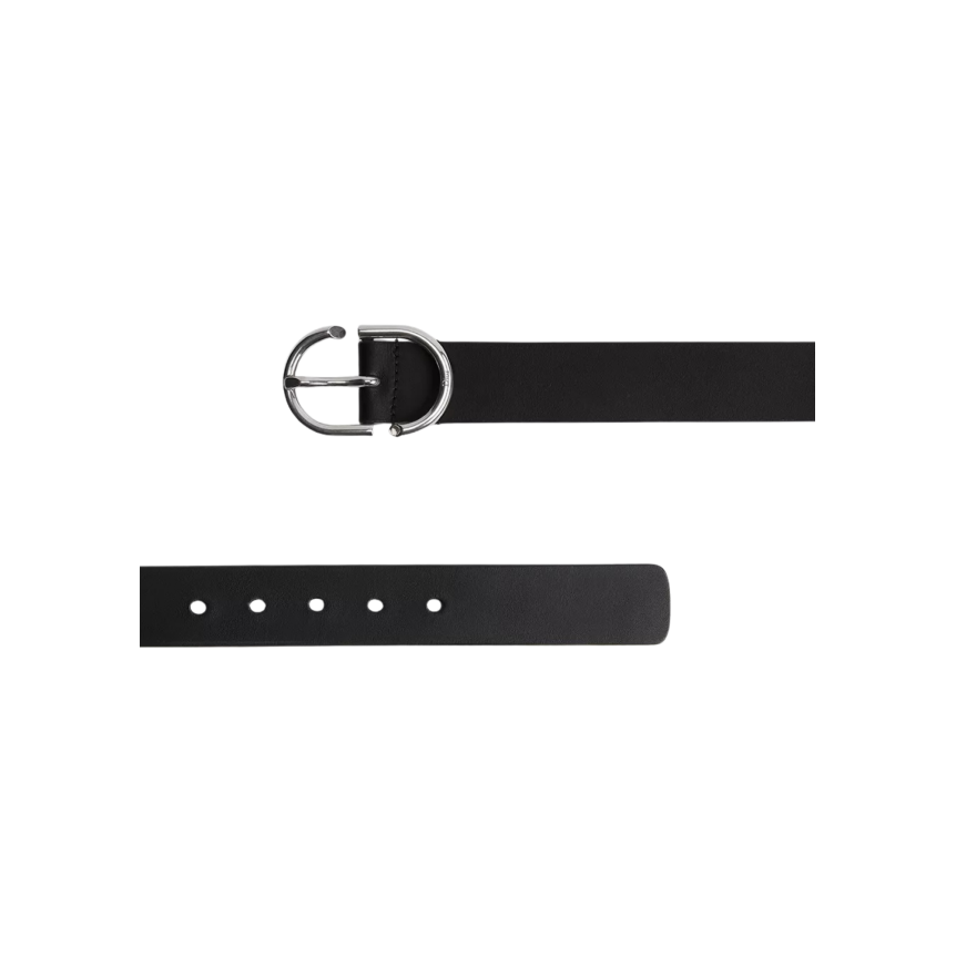 Ceinture DIOR CD Cuir de taurillon noir boucle ovale argent