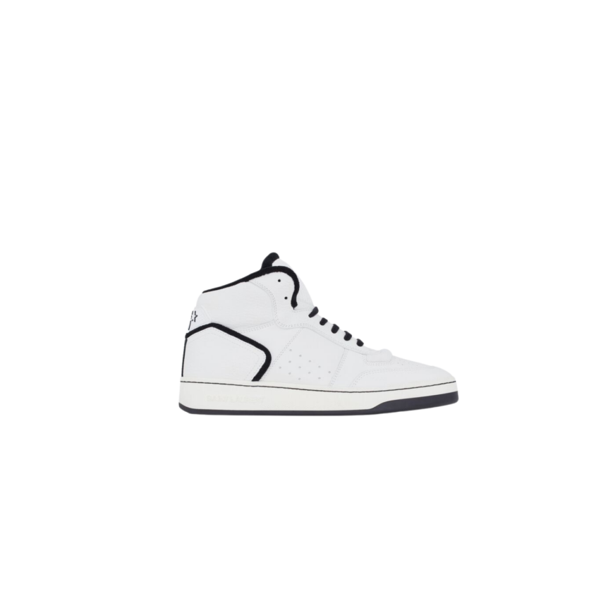 baskets montantes SAINT LAURENT SL/80 cuir lisse grainé blanc noir