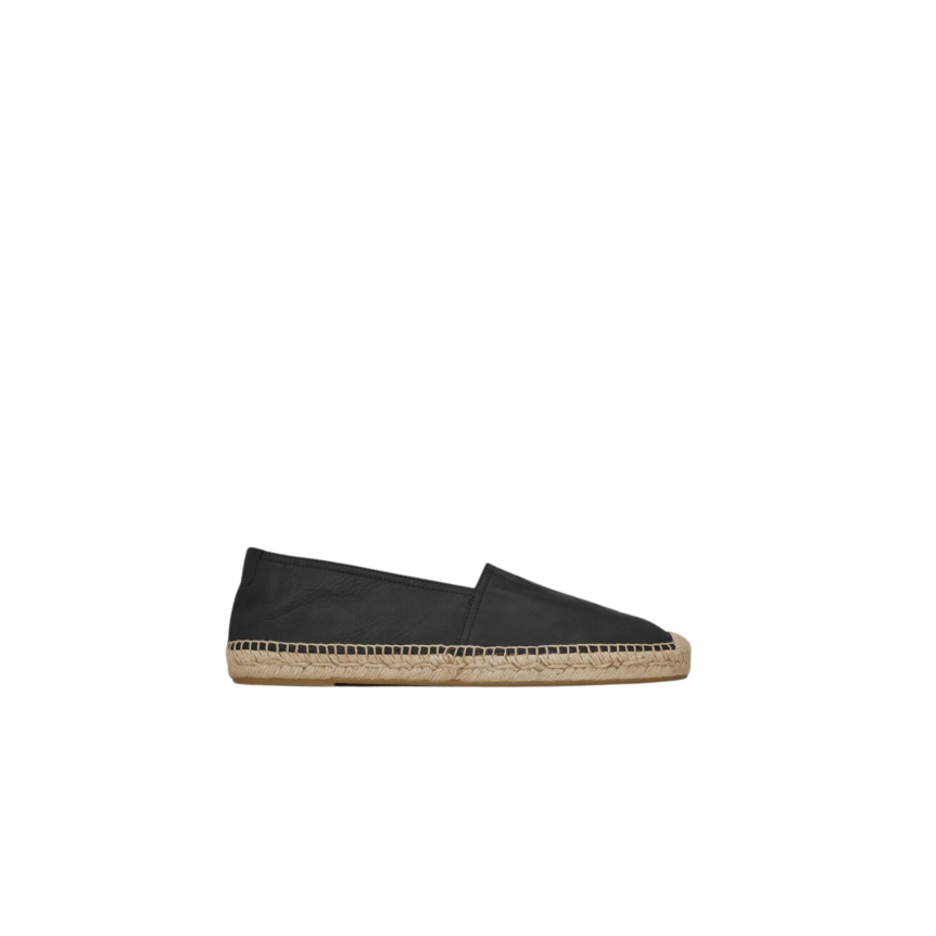 Espadrilles Saint Laurent en cuir noir logo