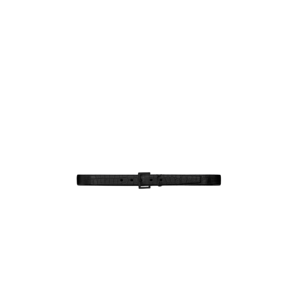 Ceinture fine SAINT LAURENT Cassandre cuir embossé crocodile boucle YSL Noir