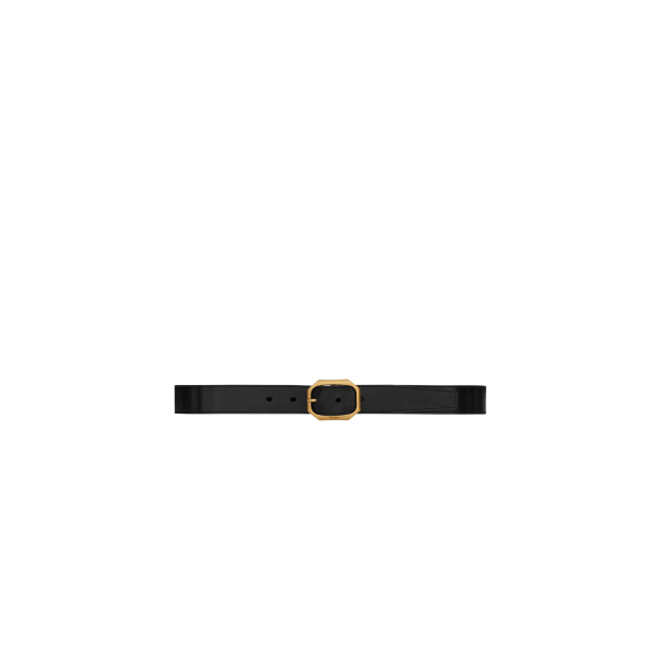 Ceinture SAINT LAURENT boucle frame laiton cuir lisse noir