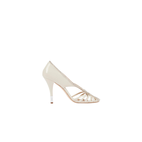 Escarpins à talon CHLOE Léonie cuir ivoire strass