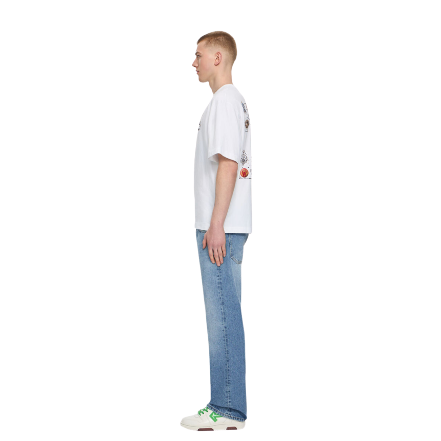 T-shirt manche courte OFF White col rond coton blanc Arrow perle bijou dos