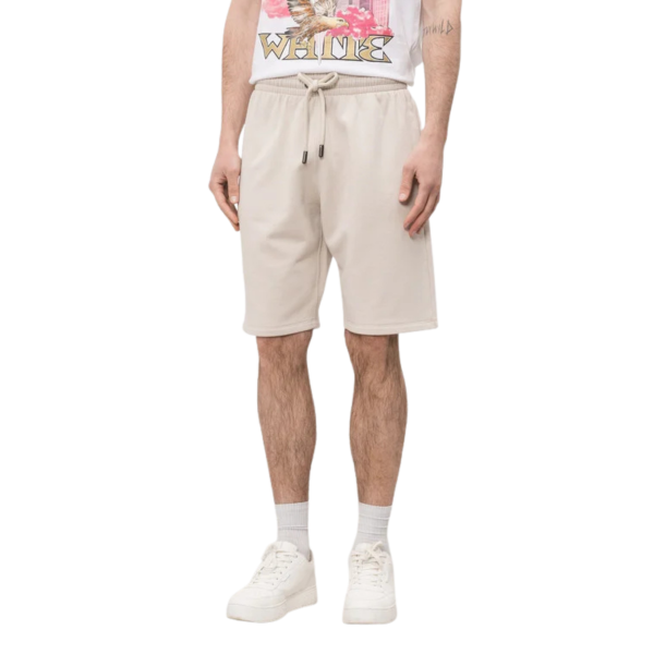 Short OFF White molleton coton beige motif logo écru