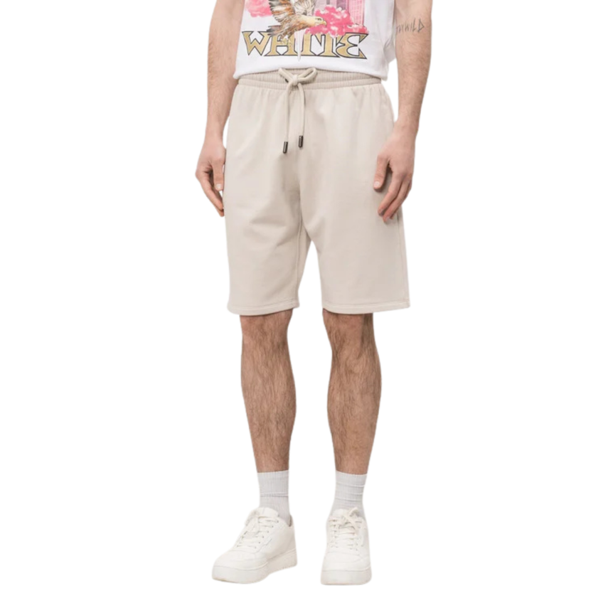 Short OFF White molleton coton beige motif logo écru