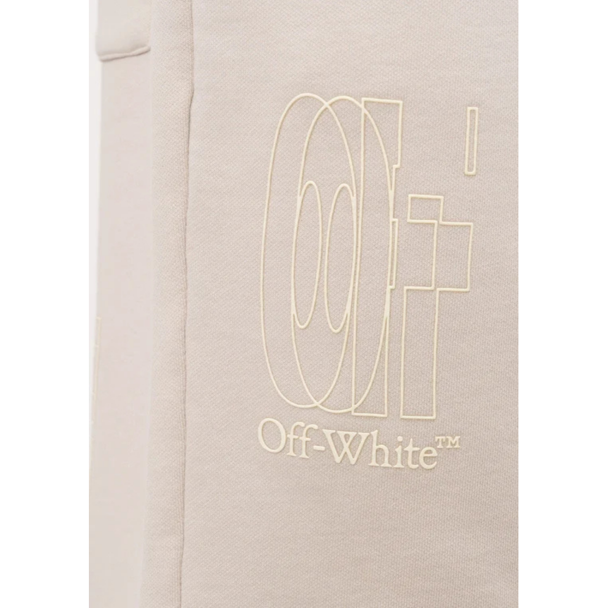 Short OFF White molleton coton beige motif logo écru