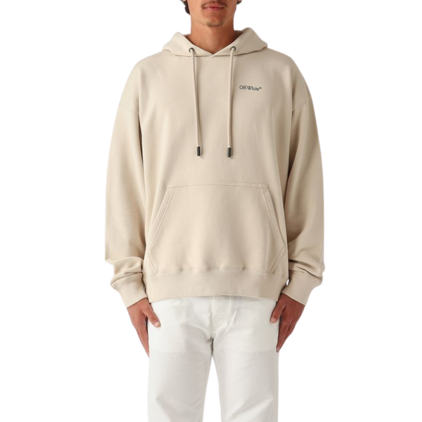Sweat-shirt OFF White capuche coton beige demi Arrow noir dos