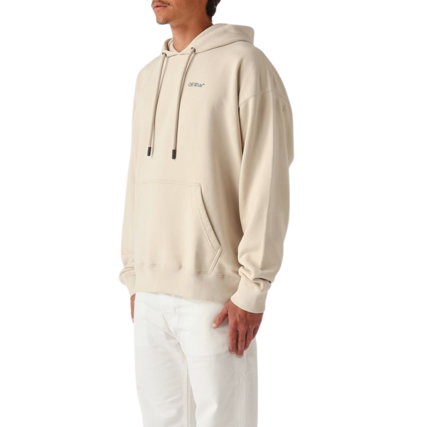 Sweat-shirt OFF White capuche coton beige demi Arrow noir dos
