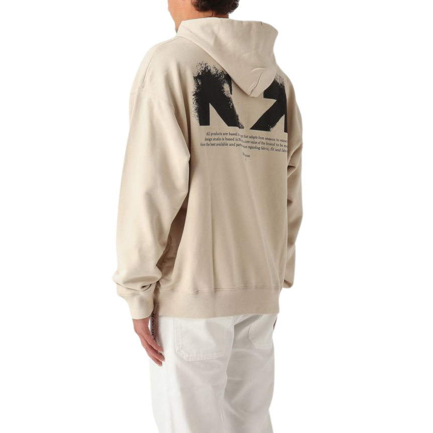 Sweat-shirt OFF White capuche coton beige demi Arrow noir dos