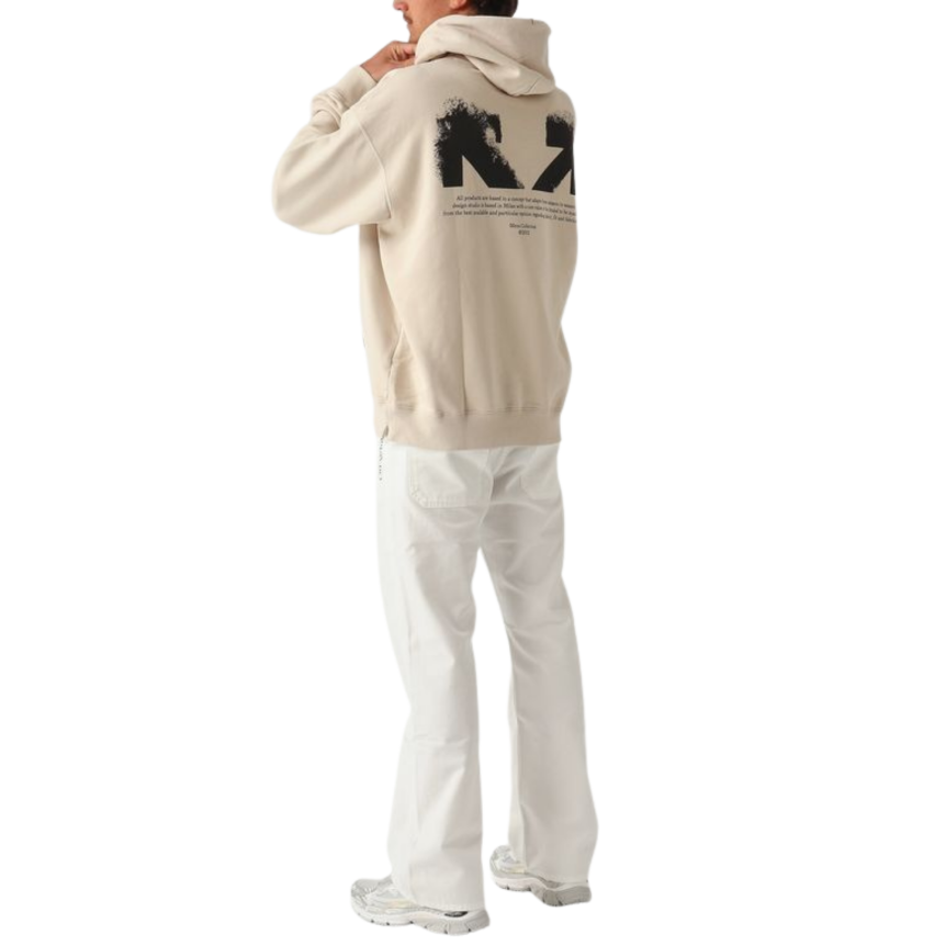 Sweat-shirt OFF White capuche coton beige demi Arrow noir dos