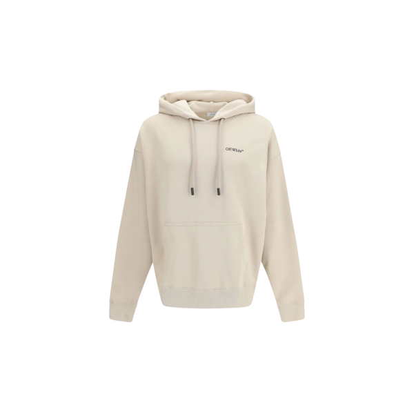 Sweat-shirt OFF White capuche coton beige demi Arrow noir dos