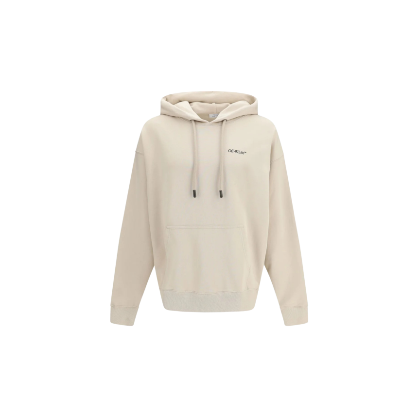 Sweat-shirt OFF White capuche coton beige demi Arrow noir dos