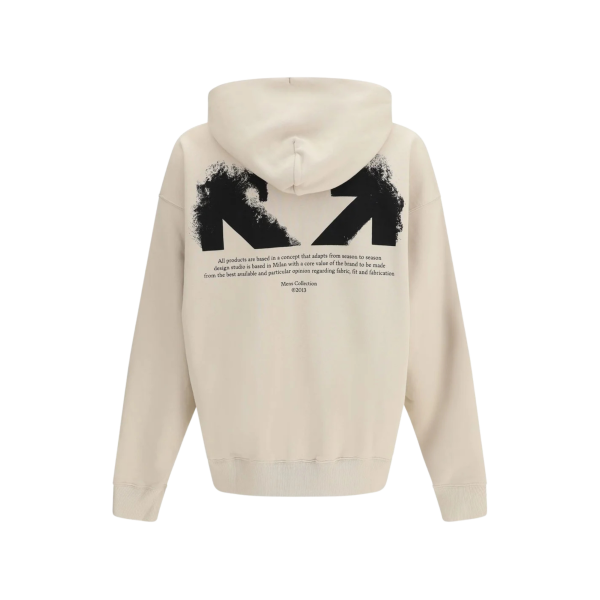 Sweat-shirt OFF White capuche coton beige demi Arrow noir dos