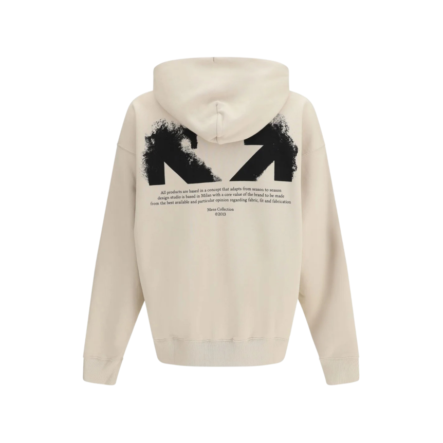 Sweat-shirt OFF White capuche coton beige demi Arrow noir dos