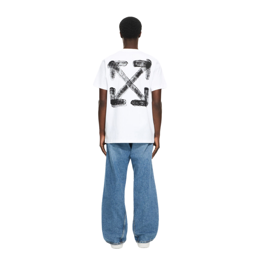 T-shirt OFF White slim Arrow manche courte coton noir logo poitrine croix dos