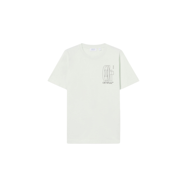 T-shirt col rond OFF White vert délavé concours double Arrow dos noir