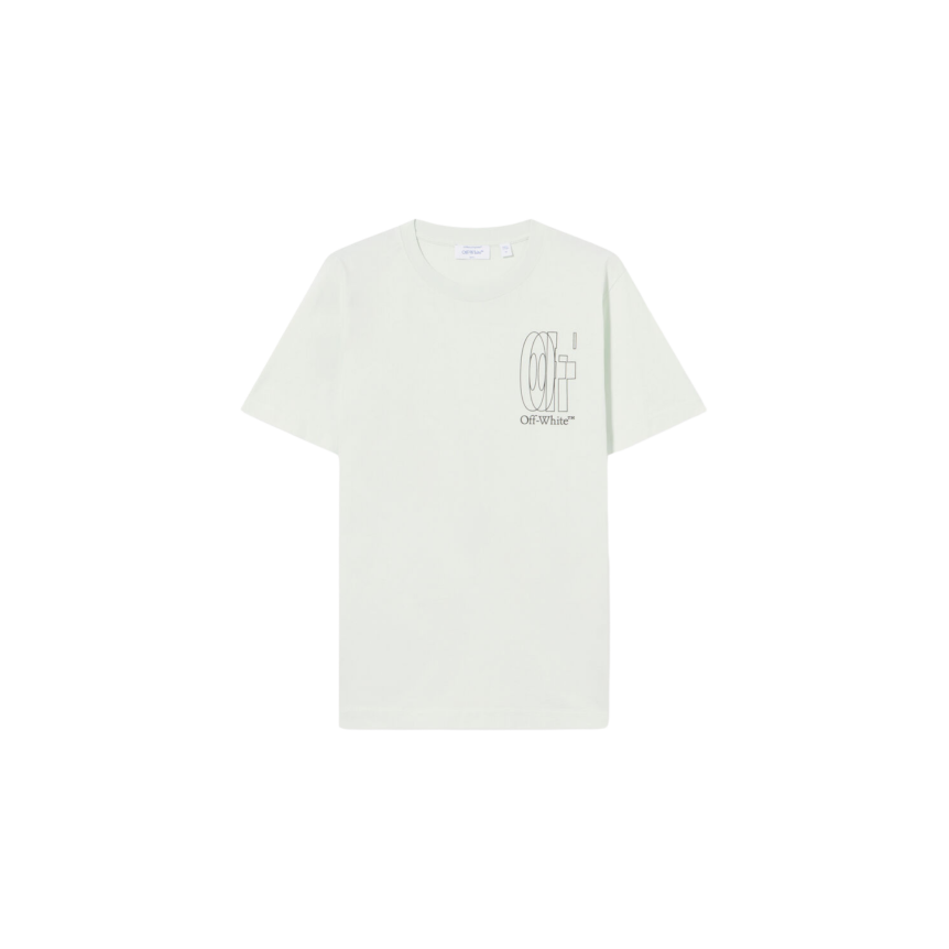T-shirt col rond OFF White vert délavé concours double Arrow dos noir
