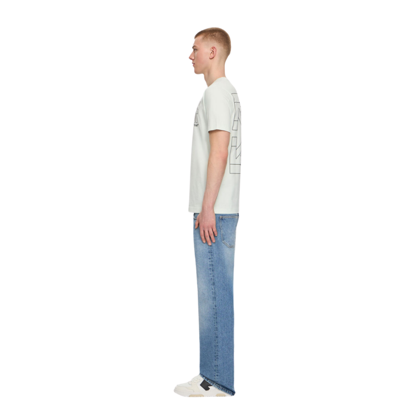 T-shirt col rond OFF White vert délavé concours double Arrow dos noir