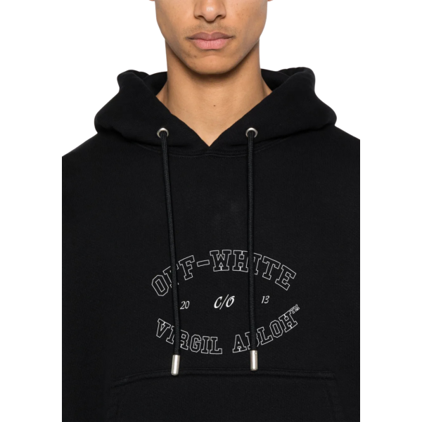 Sweat-shirt OFF White capuche coton noir Virgil Abloh blanc