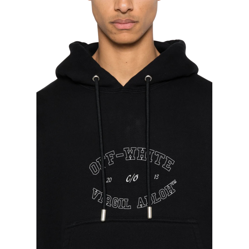 Sweat-shirt OFF White capuche coton noir Virgil Abloh blanc