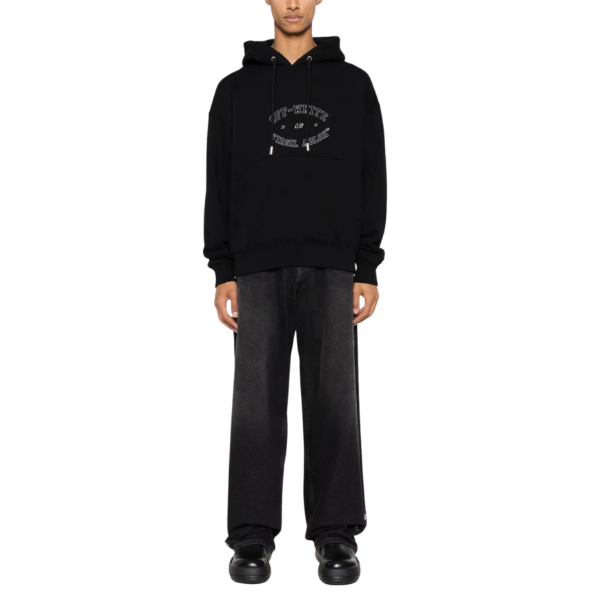 Sweat-shirt OFF White capuche coton noir Virgil Abloh blanc