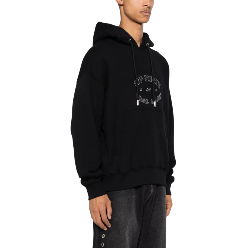 Sweat-shirt OFF White capuche coton noir Virgil Abloh blanc