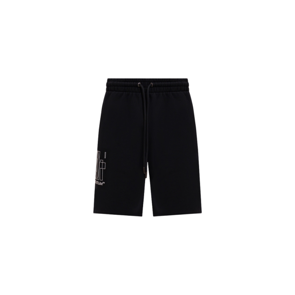 Short OFF White coton noir motif contour logo double blanc