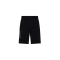 Short coton noir motif contour logo double blanc