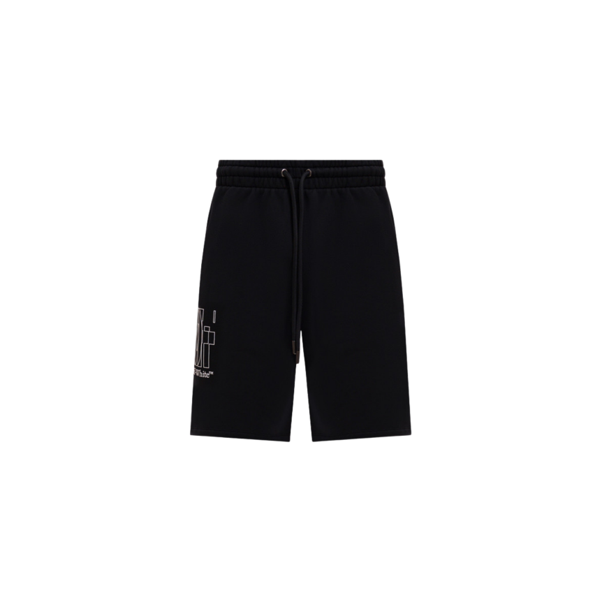Short OFF White coton noir motif contour logo double blanc