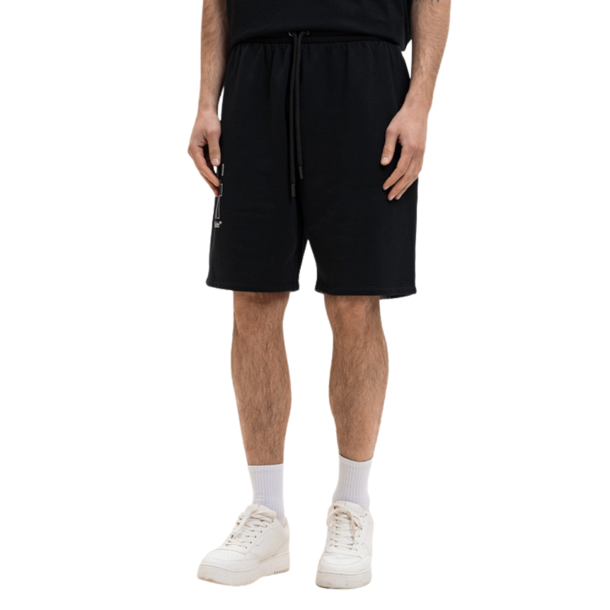 Short OFF White coton noir motif contour logo double blanc