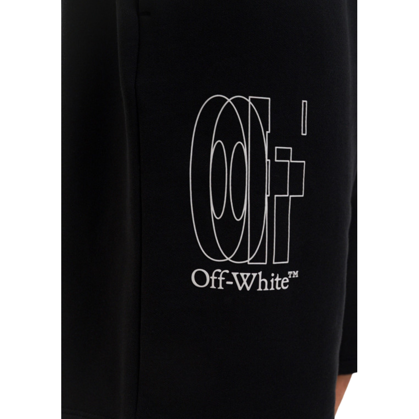 Short OFF White coton noir motif contour logo double blanc