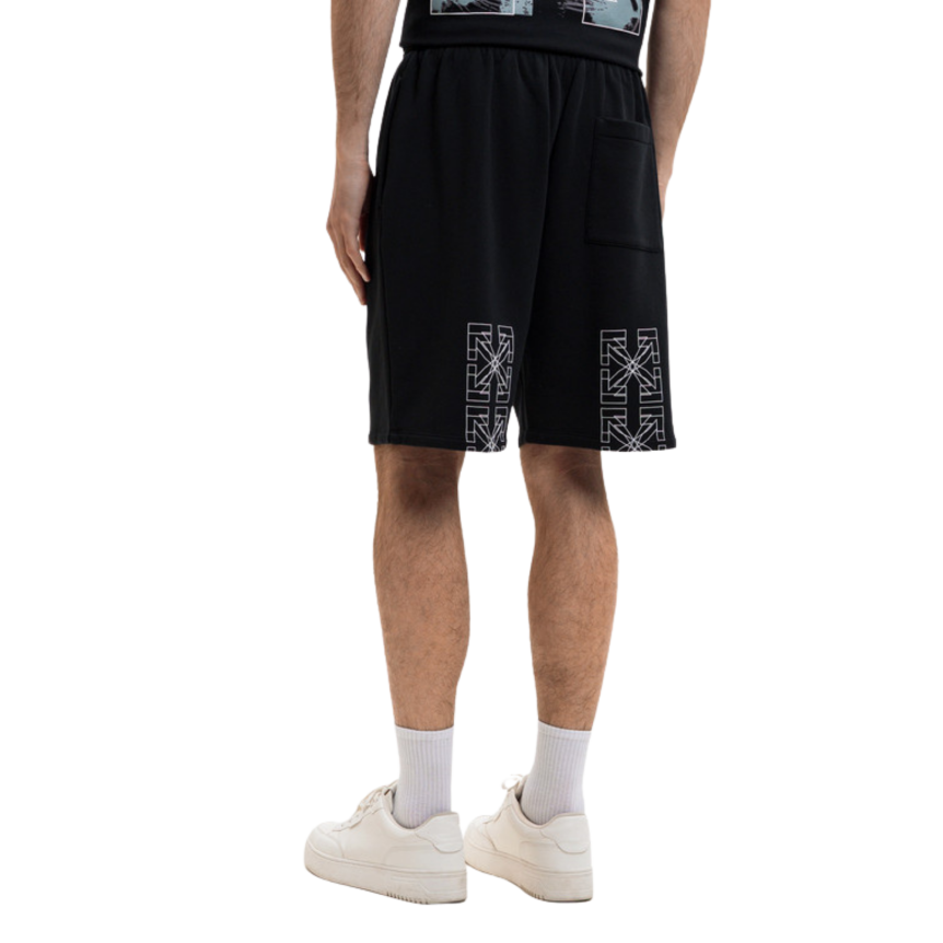 Short OFF White coton noir motif contour logo double blanc