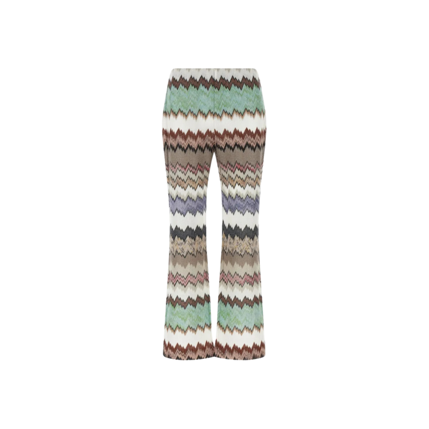 MISSONI Pantalon court viscose lamé motif serpent marron vert