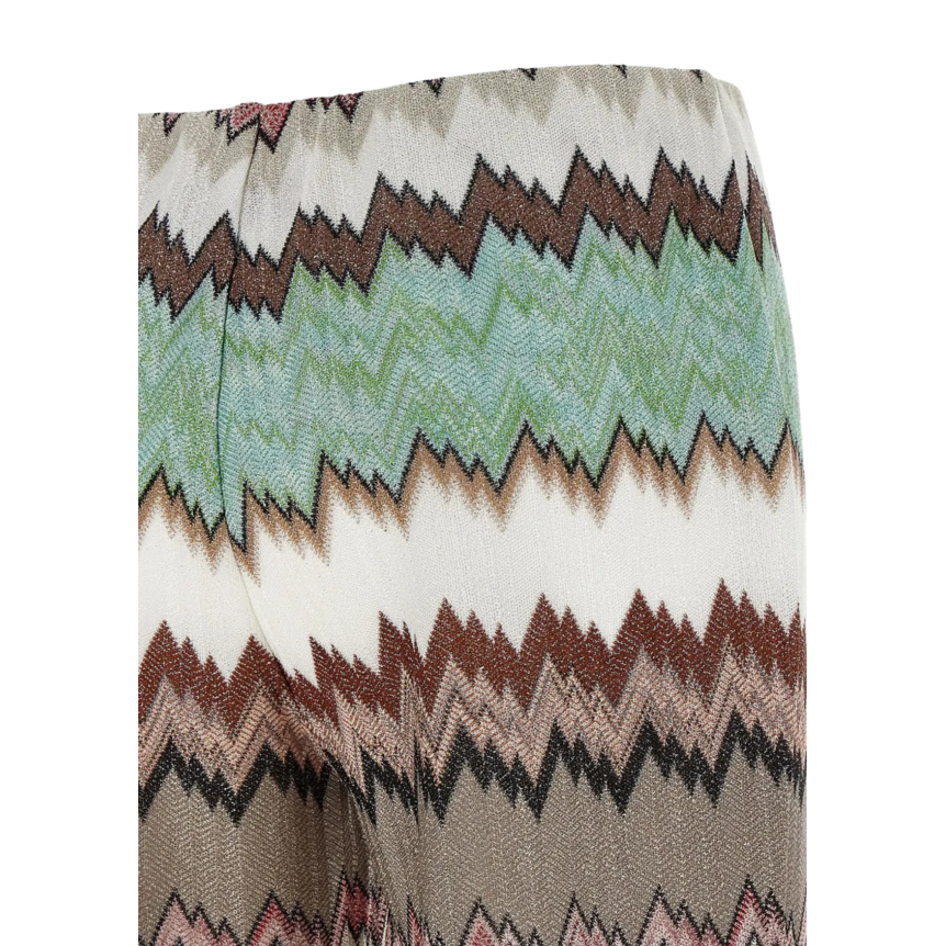 MISSONI Pantalon court viscose lamé motif serpent marron vert